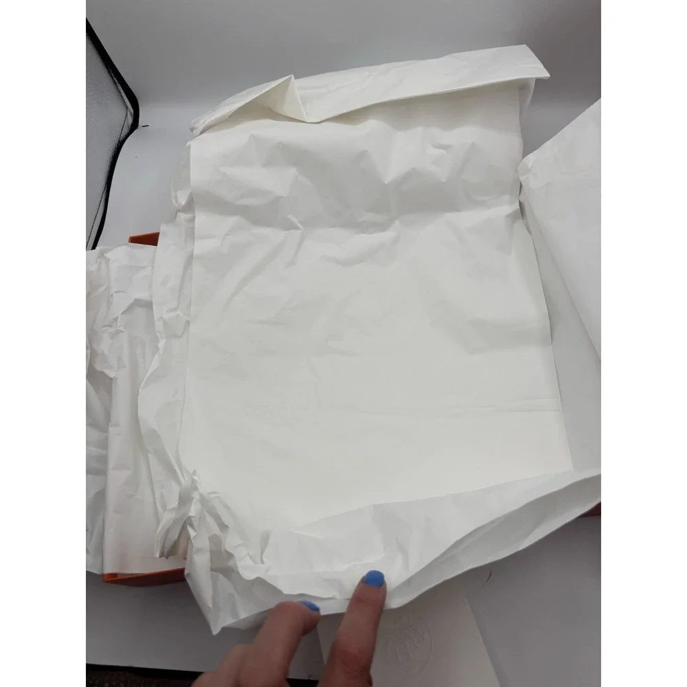 Hermes Empty Orange Box Tissue Pillow Stuffing Leather Booklet 14